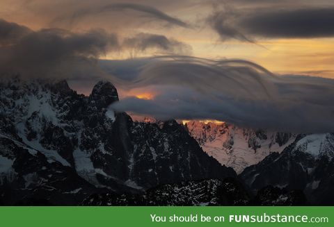 Swirling clouds on the french alps