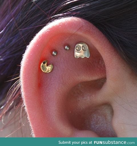 Pac-Man ear piercing