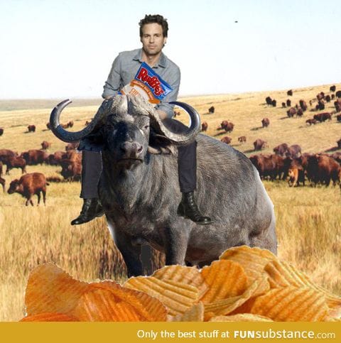 Mark Ruffalo, eating Ruffles on a Buffalo.