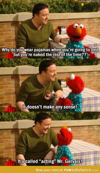 Elmo teaches Ricky Gervais a lesson