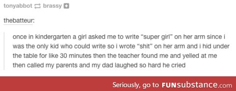 He could write in kindergarten?!