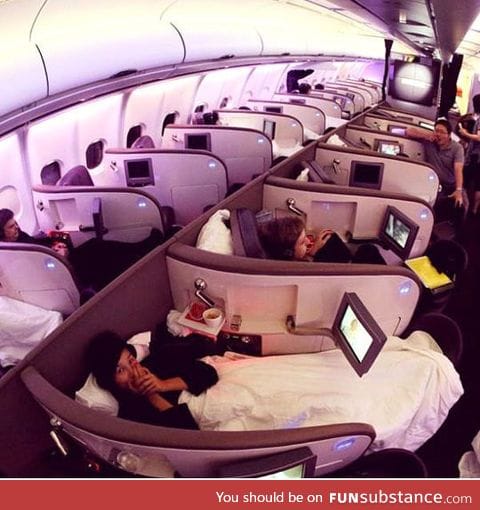 Airplane with bed as seats