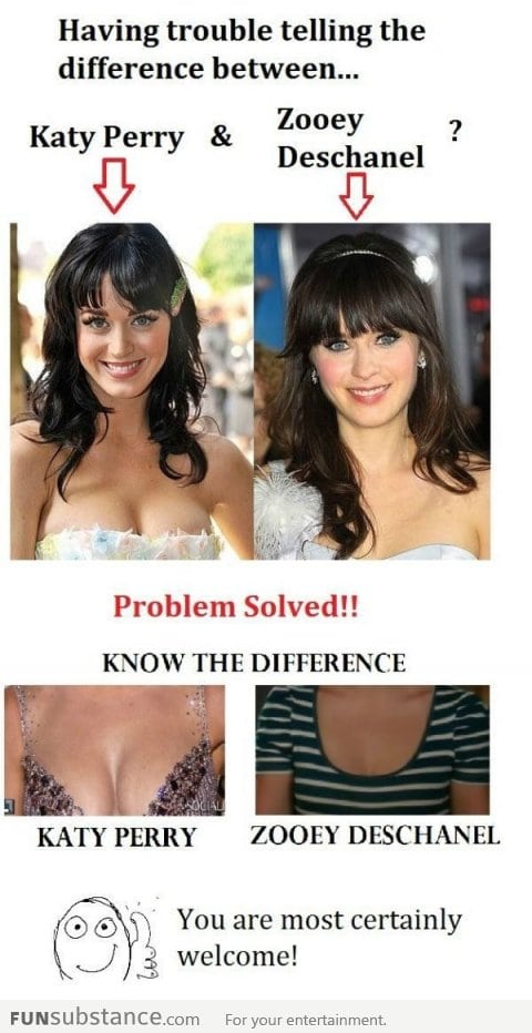 Difference between Katy Perry & Zooey Deschanel