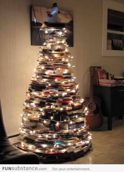 A bookworm's Christmas tree