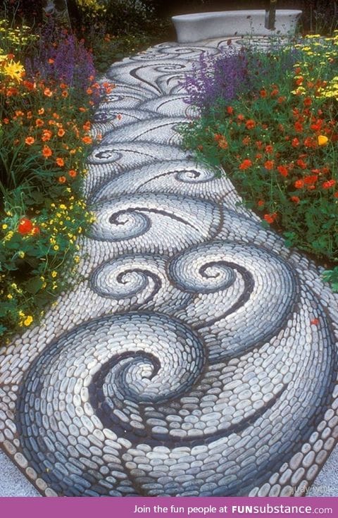 Hand-laid stone walkway