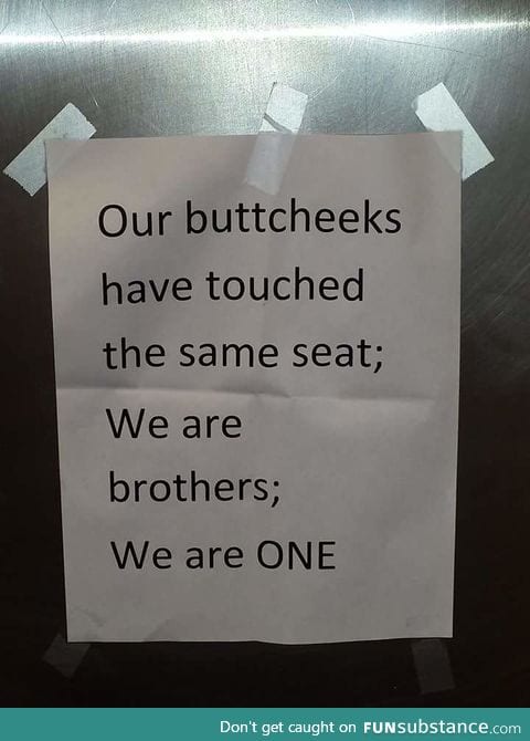 This was taped to the inside of a stall door at the mall