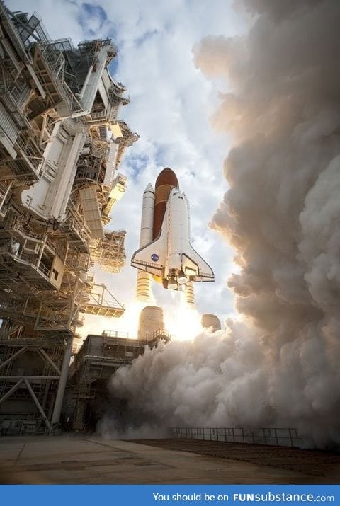 Space shuttle launch into space