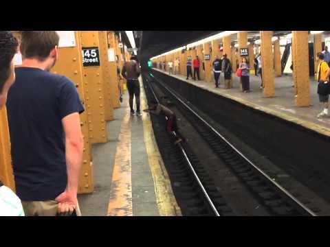 Jumping across the subway track