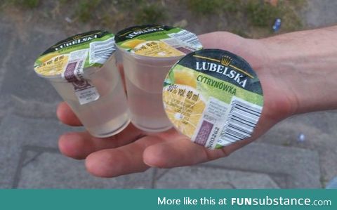 Disposable lemon vodka shots. Welcome to Poland!