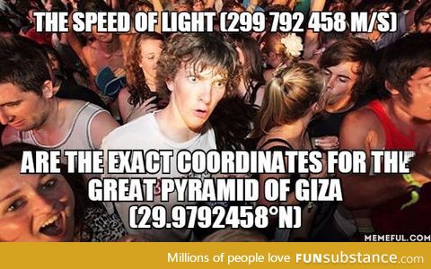 Speed of light and coordinates for the Great Pyramid of Giza