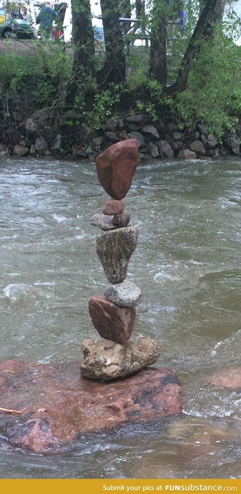 Amazing rock stacking in Boulder Colorado