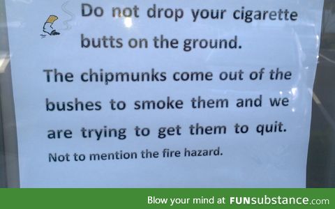 Witty reminder to smokers at work