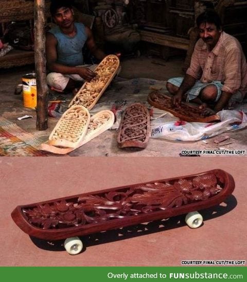 They make hand-carved skateboards in Mumbai
