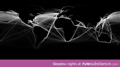 Shipping routes around the world