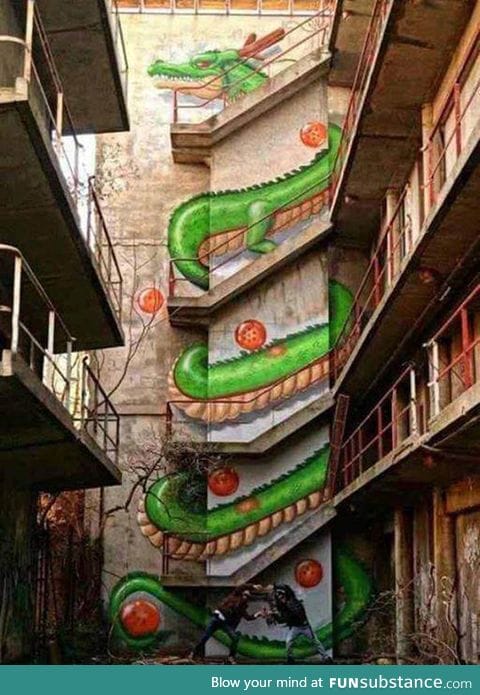 Amazing dragon ball staircase art