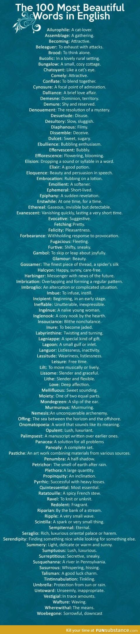 100 most beautiful english words