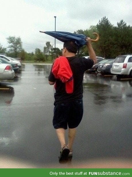 If only he had something to keep him dry
