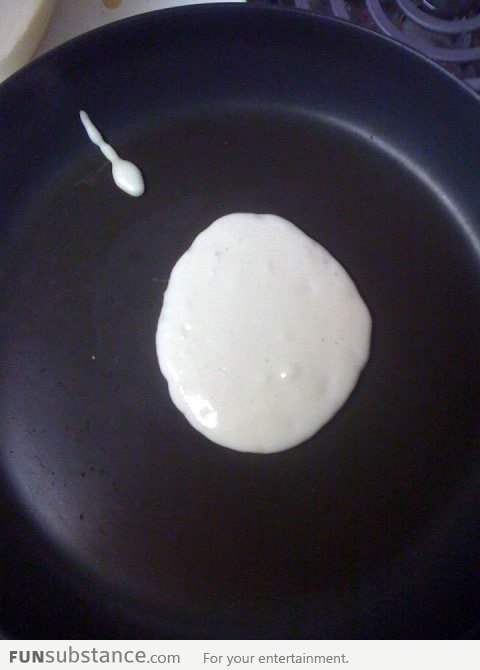 So my daughter made pancakes and experienced a stray splatter:)