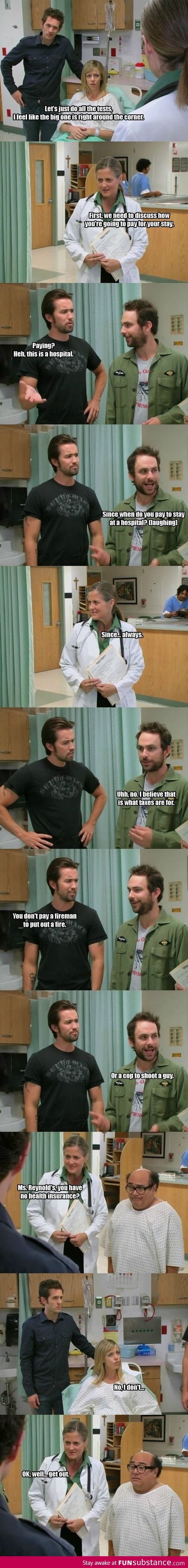 It's Always Sunny in Philadelphia on health care in America