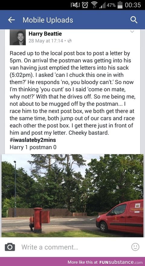 Harry 1 Postman 0