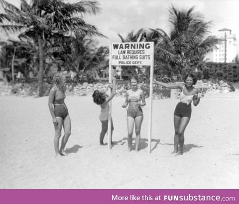 Young ladies taunting the law, 1934, Miami Beach