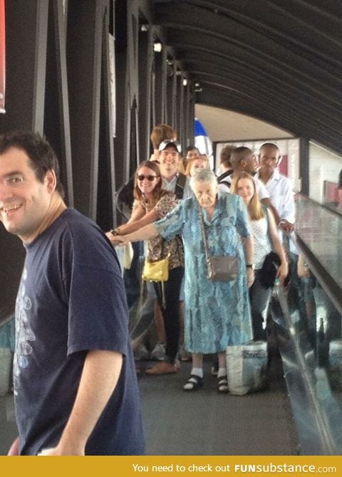 At the airport, this old woman was giving no f*cks