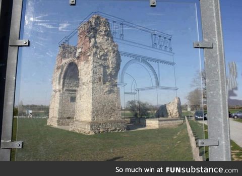 A clever way to show how ancient ruins looked like