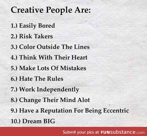 Creative people described in 10 points