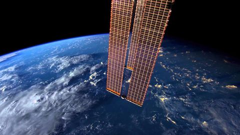 a time lapse of the ISS in orbit around earth-  now I wished I worked there ...