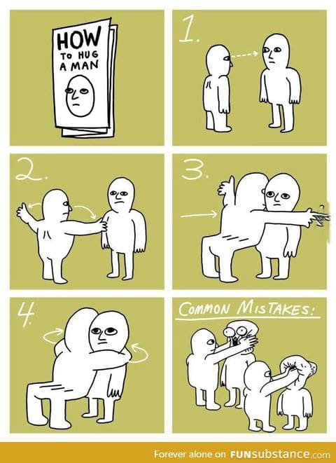 The proper way to hug a man