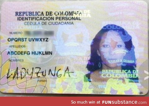 A Colombian woman legally changes her name to ABCDEFG HIJKLMN OPQRST UVWXYZ