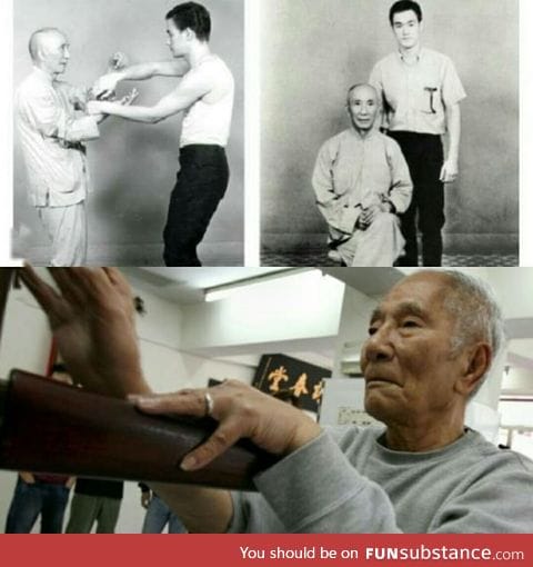 The real Ip Man(Ip Chun) training Bruce Lee. I bet most people don't know