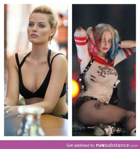 Margot Robbie is hot. But I think she looks way hotter when she's Harley Quinn