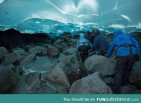 Hiking in a glacier