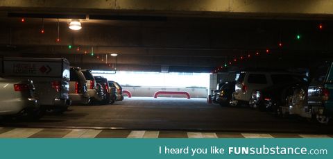 This parking lot has lights showing you the empty spaces. Genius