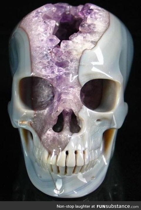 Skull carved from a geode