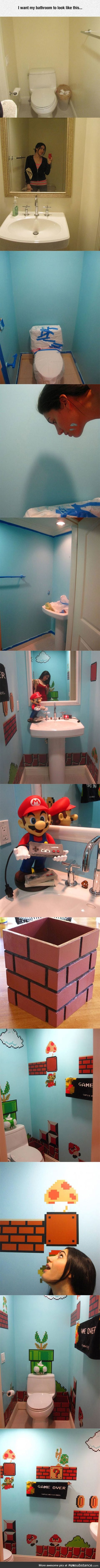 A Super Mario themed bathroom