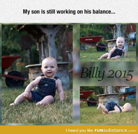 Working on his balance
