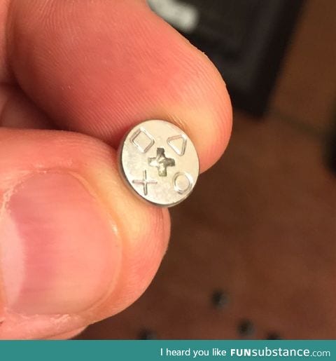 "Installed a new hard drive on my Playstation 4. This is one of the screws"