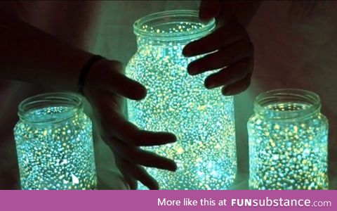 Break open a glow stick and pour some glitter in a jar and shake!