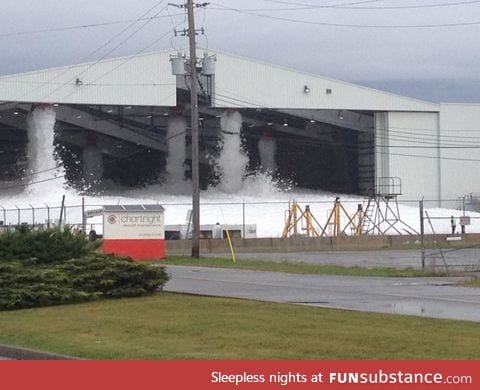 Ever wondered what happens if there is a fire in an airplane hangar? Suppression system
