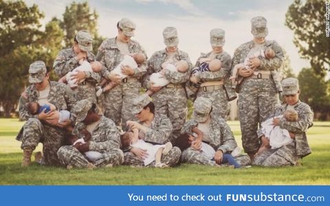 Active duty soldiers from Fort Bliss agreed to pose for this photo while breastfeeding