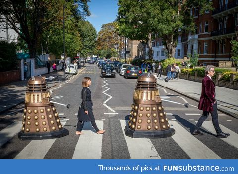 The Doctor & Clara rock out at The Beatles' Abbey Road Crossing