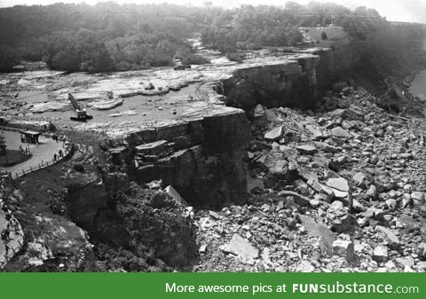 Niagara Falls with no water in 1969