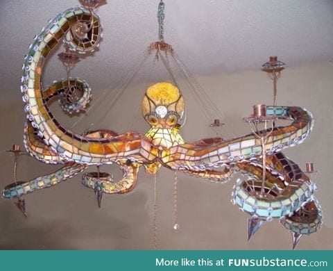 Colored glass octopus chandelier