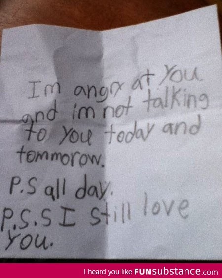 A little boy's letter after he got mad at his mom