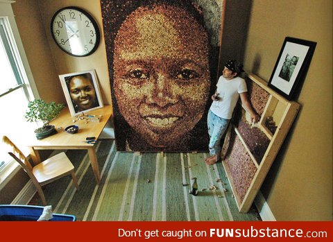 This dude makes portraits out of wine bottle corks