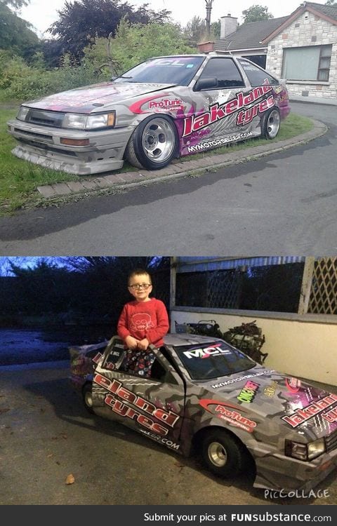 Father creates a miniature version of his car as a go-kart for sons Christmas Present