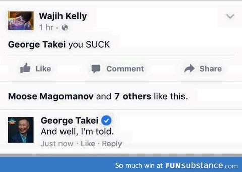 Seen on Takei's facebook.  This man is perfect