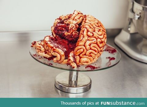 Blood Red Velvet Brain Cake for the Walking Dead Premiere